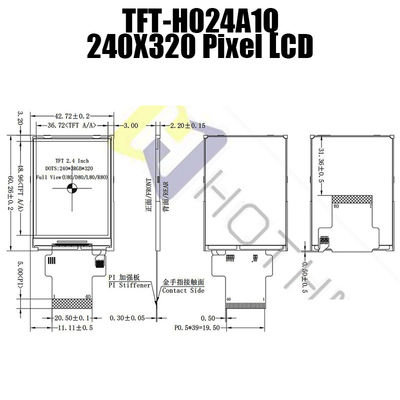 Pcap मॉनिटर TFT मॉड्यूल के साथ वर्टिकल MCU TFT LCD डिस्प्ले 2.4 इंच मल्टी फंक्शन