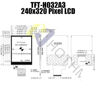 3.2&quot; SPI TFT LCD डिस्प्ले मॉड्यूल 240x320 ST7789V प्रतिरोधक टचस्क्रीन TFT-H032A3QVTST3R40