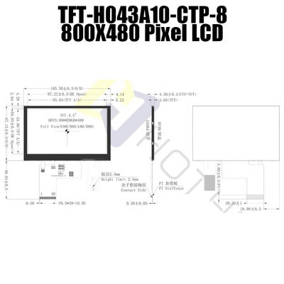 800x480 4.3 इंच टीएफटी एलसीडी डिस्प्ले मॉड्यूल कैपेसिटिव टच स्क्रीन मॉड्यूल पैक मॉनिटर