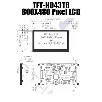 4.3&quot; 800x480 HDMI LCD डिस्प्ले इंस्ट्रूमेंट्स के लिए TFT-043T6SVHDVN20Z