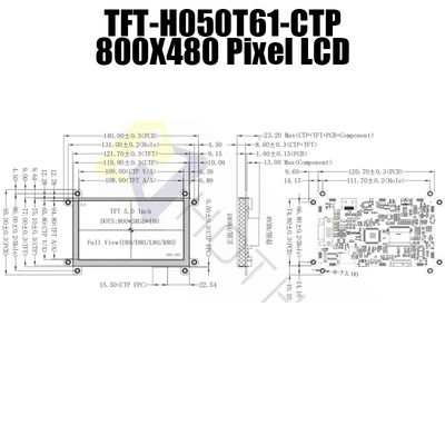 5V IPS 5 इंच HDMI LCD डिस्प्ले टिकाऊ 800x480 पिक्सेल TFT-050T61SVHDVUSDC