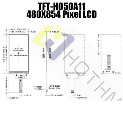 वर्टिकल 5 इंच TFT LCD डिस्प्ले 480x854 डॉट्स IC ST7701S/TFT-H050A11FWIST5N20