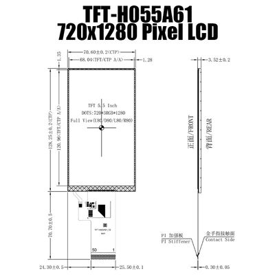 MIPI 720x1280 IPS TFT LCD डिस्प्ले 5.5 इंच FT6336G/TFT-H055A61HDINVKN40