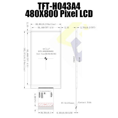 सूरज की रोशनी पढ़ने योग्य TFT LCD मॉड्यूल 4.3 इंच 480x800 NT35510 TFT_H043A4WVIST5N60