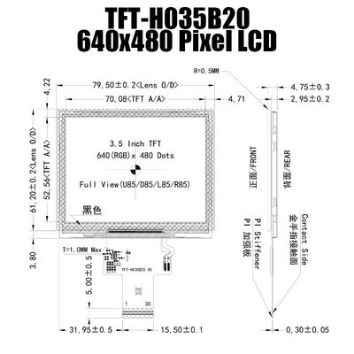 हैंडहेल्ड के लिए 3.5 इंच आईपीएस 640x480 वाइड तापमान टीएफटी डिस्प्ले पैनल ST7703