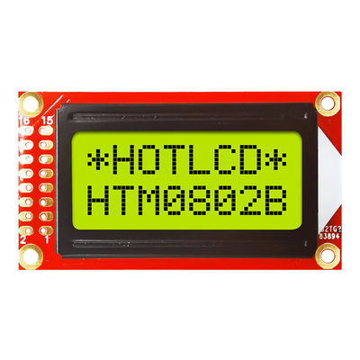 कस्टम STN 8X2 कैरेक्टर LCD डिस्प्ले पीला हरा 16PIN स्टैंडर्ड COB