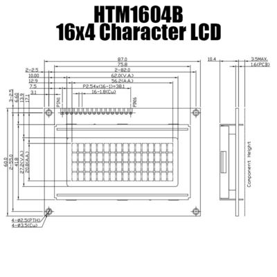 सफेद साइड बैकलाइट HTM1604B के साथ COB 16X4 कैरेक्टर एलसीडी मॉड्यूल एलसीडी