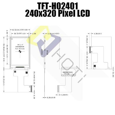 हैंडहेल्ड MCU TFT LCD डिस्प्ले 2.4 इंच 240x320 सूरज की रोशनी पढ़ने योग्य TFT-H02401QVIST8N40