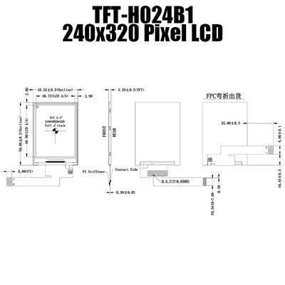 मल्टीसीन 2.4&quot; TFT LCD डिस्प्ले 240x320 उच्च चमक TFT-H024B12QVIFT8N15