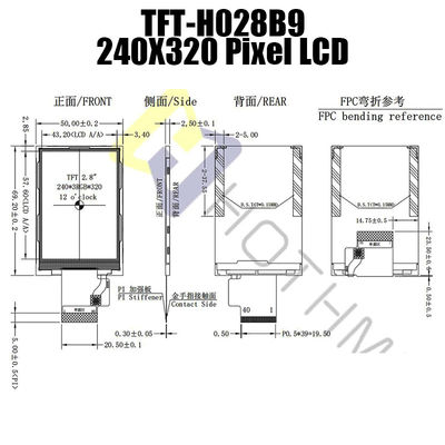 मल्टीफ़ंक्शनल TFT LCD डिस्प्ले मॉड्यूल 2.8&quot; स्मार्ट डिवाइस के लिए TFT-H028B9QVTST3N40