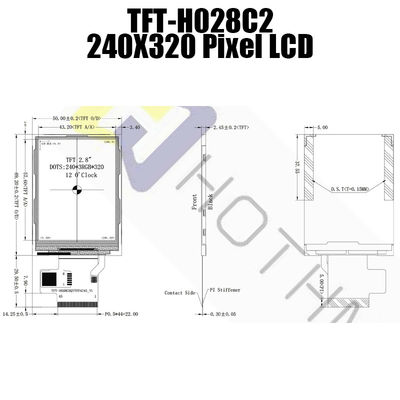 280cd/m2 2.8 इंच लिक्विड क्रिस्टल डिस्प्ले मॉड्यूल, 240x320 TFT पैनल डिस्प्ले TFT-H028C2QVTST3N45