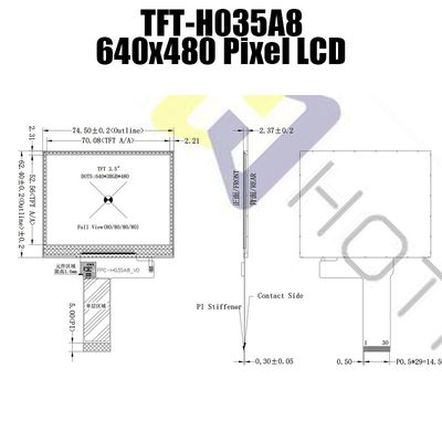 2.8V 3.5 इंच TFT LCD डिस्प्ले स्क्रीन 640x480 पिक्सेल TFT-H035A8VGIST6N30