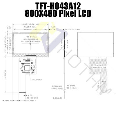 IC ST7262 रंग 4.3 इंच TFT LCD मॉड्यूल 800x480 TFT-H043A12SVILT5N40