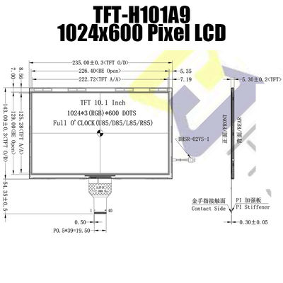 औद्योगिक प्रदर्शन के लिए 10.1 इंच एलवीडीएस आईपीएस टीएफटी एलसीडी 1024x600 ईके79001 ईके73215