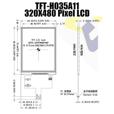 ST7796 IC के साथ टिकाऊ 3.5 इंच SPI TFT डिस्प्ले 320x480 डॉट्स