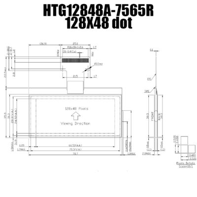 128X48 ग्राफ़िक COG LCD ST7565R-G | सफ़ेद साइड बैकलाइट/HTG12848A के साथ STN+ डिस्प्ले