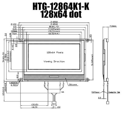 128X64 एलसीडी सीओजी डिस्प्ले, पॉजिटिव ग्रे रिफ्लेक्टिव एलसीडी स्क्रीन HTG12864K1-K
