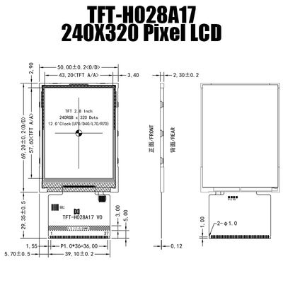 ST7789 ड्राइवर IC के साथ 2.8 इंच 240x320 MCU TFT डिस्प्ले मॉड्यूल