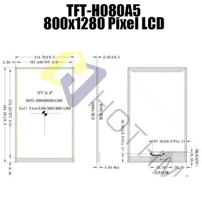 MIPI JD9365 TFT LCD डिस्प्ले सूरज की रोशनी औद्योगिक नियंत्रण के लिए पठनीय