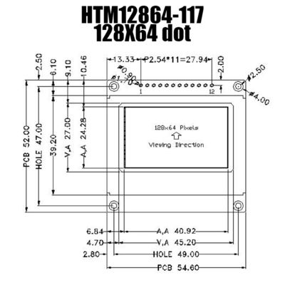 एफएसटीएन ग्राफिक डिस्प्ले मॉड्यूल 128x64 मानक सीओबी एलसीडी मॉड्यूल
